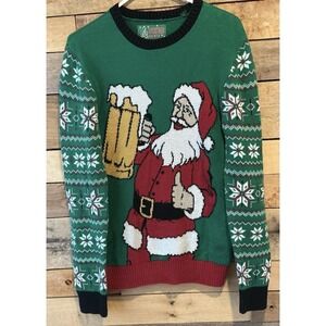 UGLY CHRISTMAS SWEATER Women S Santa Holding Beer Graphic Soft Cozy Holiday